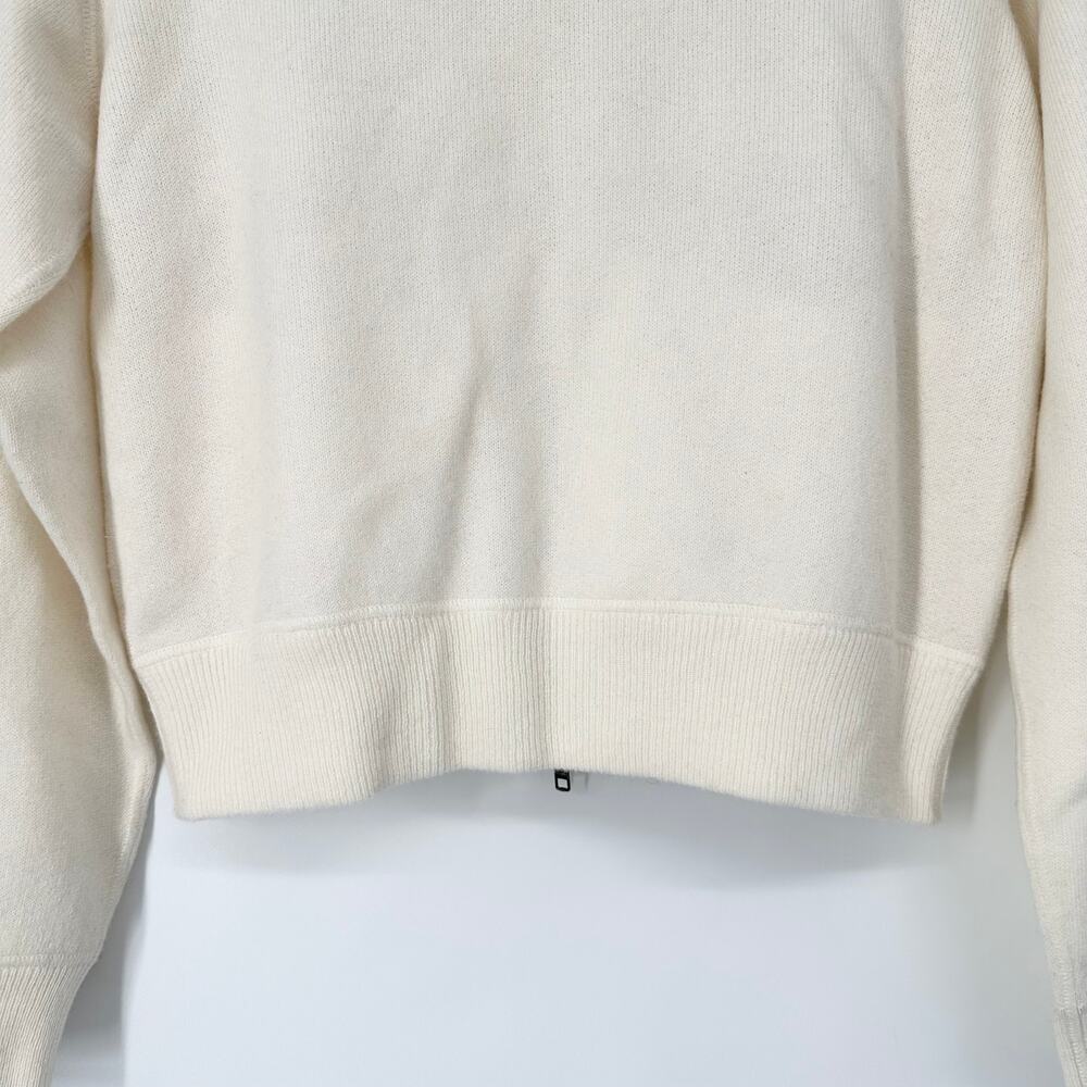 NAKED CASHMERE 100% Cashmere Zip Up Mock Neck Cardigan Sweater White Jacket - Picture 8 of 13